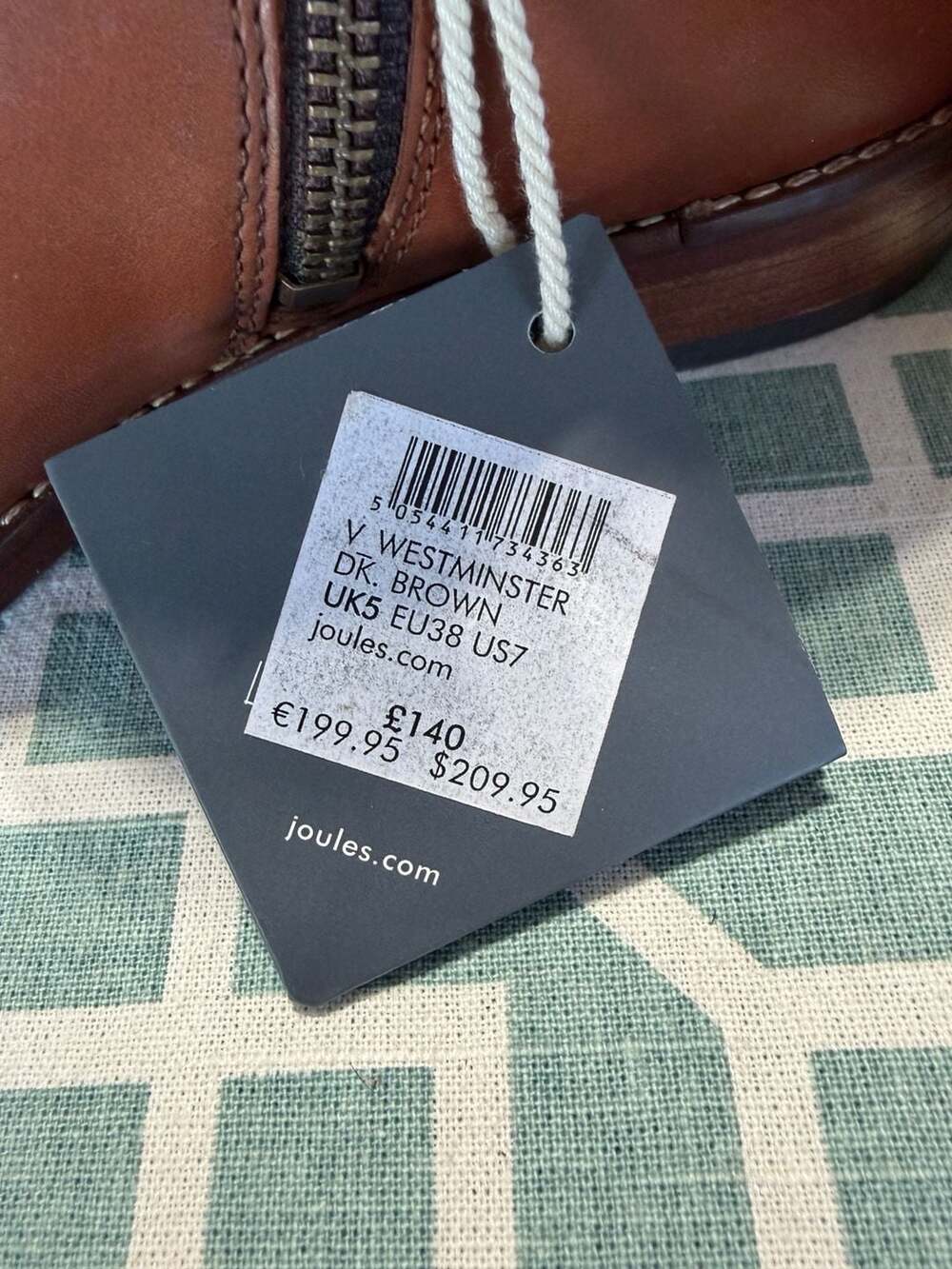 Joules V Westminster Dark Brown Leather Leopard Print Ankle Boots US 7 - Picture 2 of 11